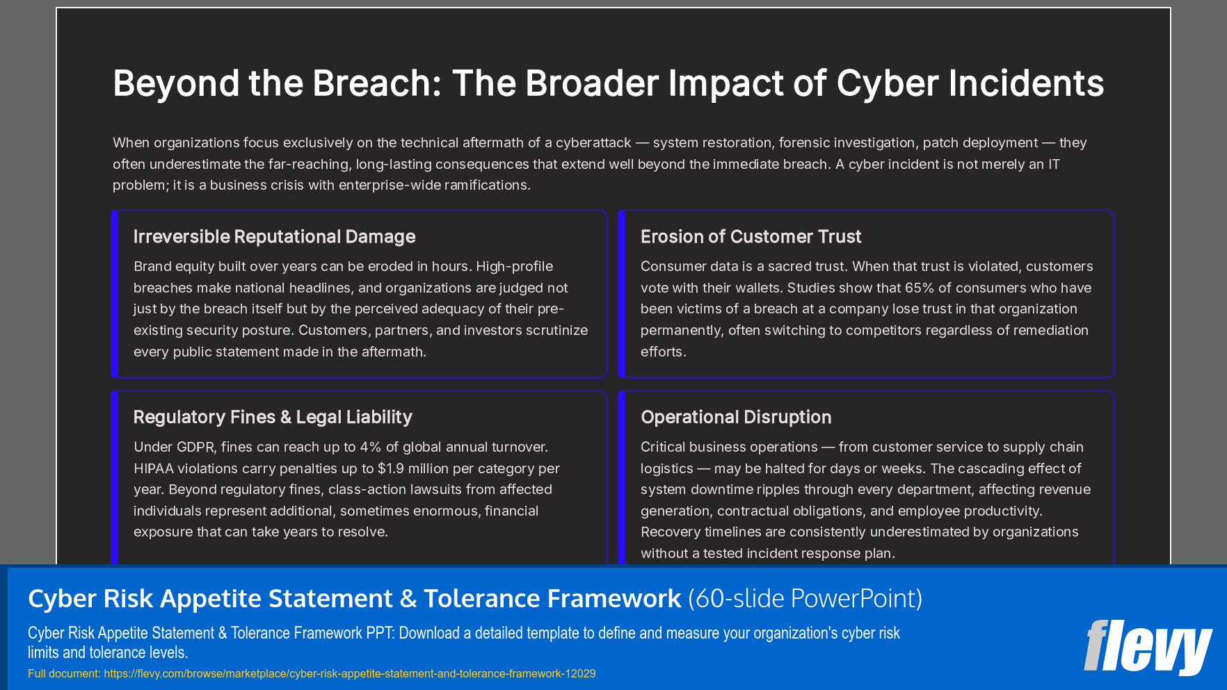 Cyber Risk Appetite Statement & Tolerance Framework (60-slide PPT PowerPoint presentation template (PPTX)) Preview Image