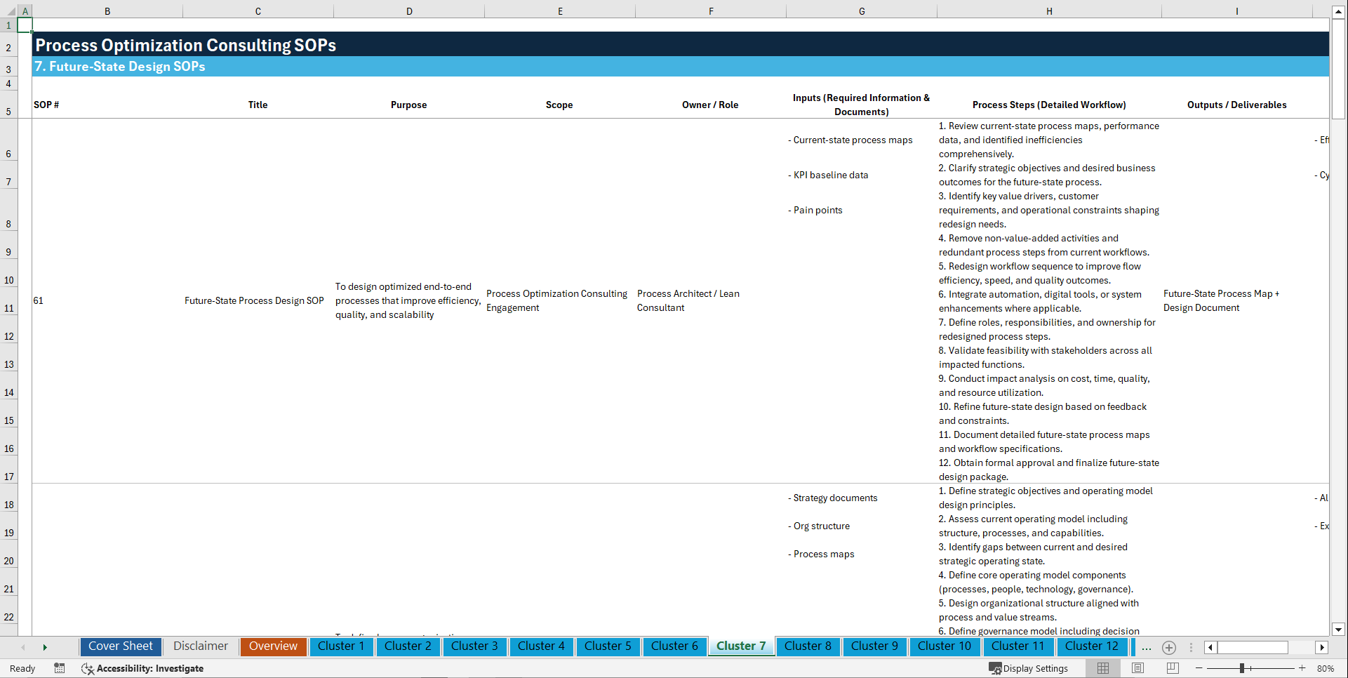 100+ Process Optimization Consulting SOPs (Excel template (XLSX)) Preview Image