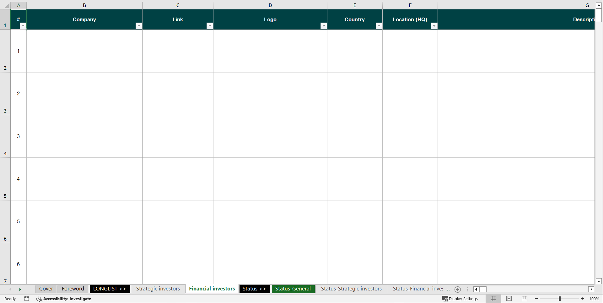 M&A Target Longlist & Outreach Tracker Excel Template (Excel template (XLSX)) Preview Image