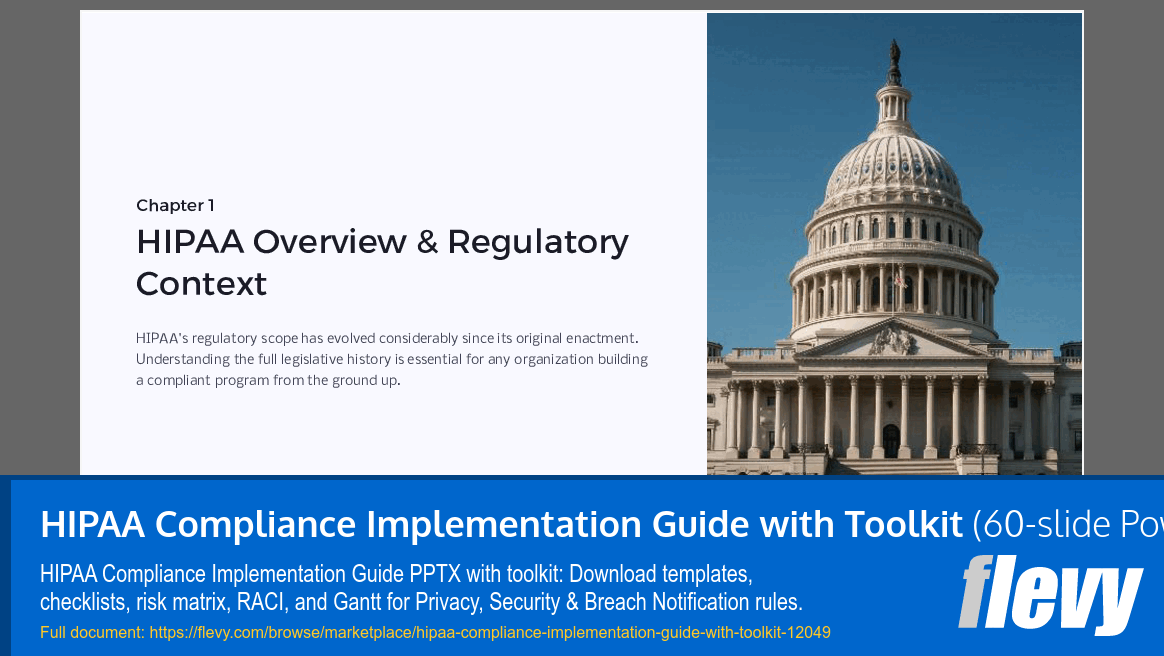 HIPAA Compliance Implementation Guide with Toolkit (60-slide PPT PowerPoint presentation template (PPTX)) Preview Image