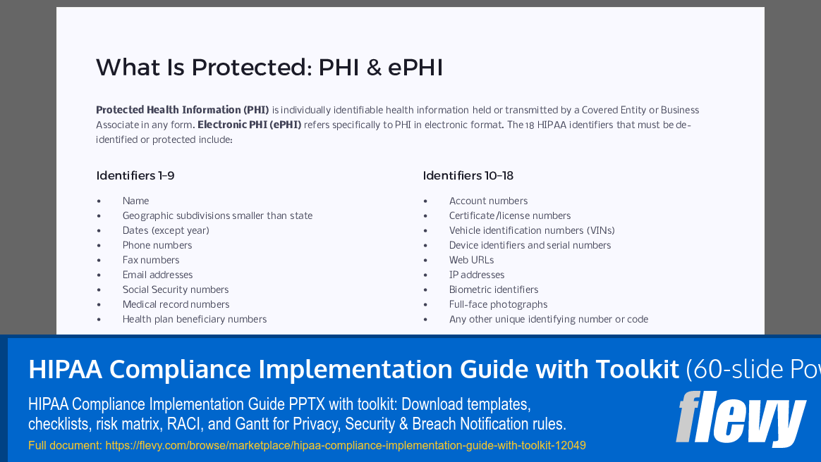 HIPAA Compliance Implementation Guide with Toolkit (60-slide PPT PowerPoint presentation template (PPTX)) Preview Image