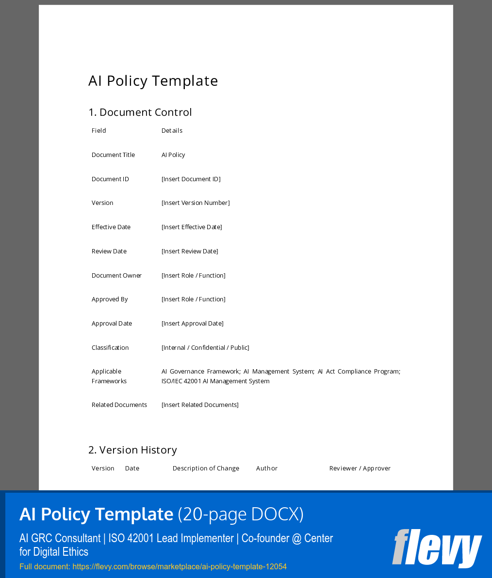 AI Policy Template (20-page Word document) Preview Image