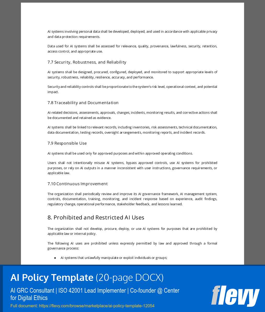 AI Policy Template (20-page Word document) Preview Image