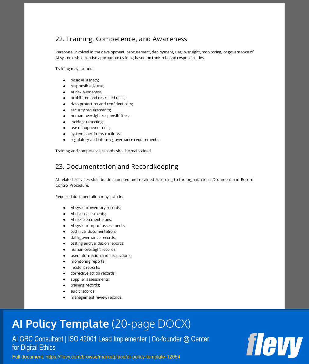 AI Policy Template (20-page Word document) Preview Image