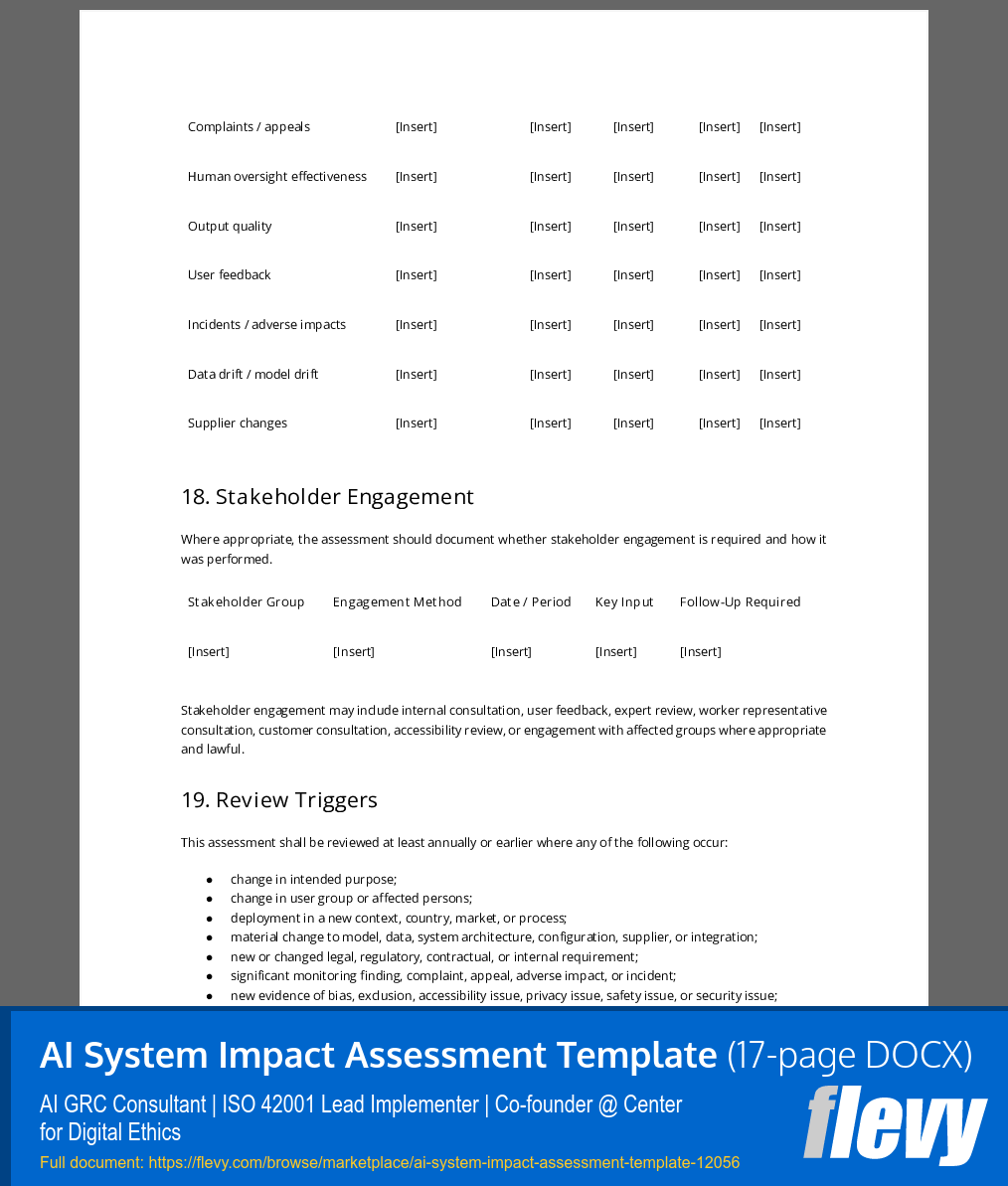 AI System Impact Assessment Template (17-page Word document) Preview Image