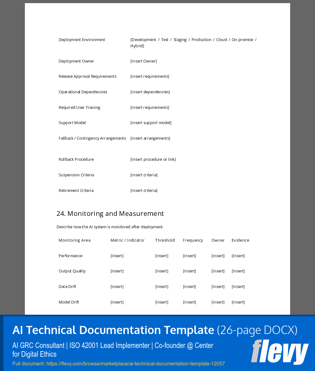 AI Technical Documentation Template (26-page Word document) Preview Image