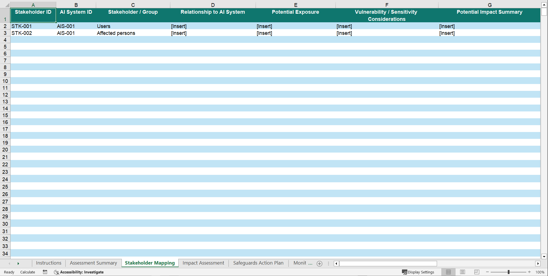 AI System Impact Assessment Workbook (Excel template (XLSX)) Preview Image