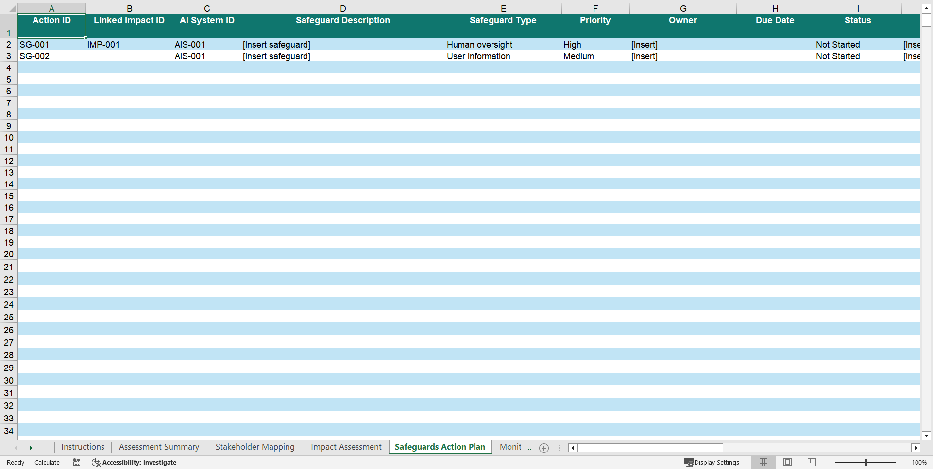AI System Impact Assessment Workbook (Excel template (XLSX)) Preview Image