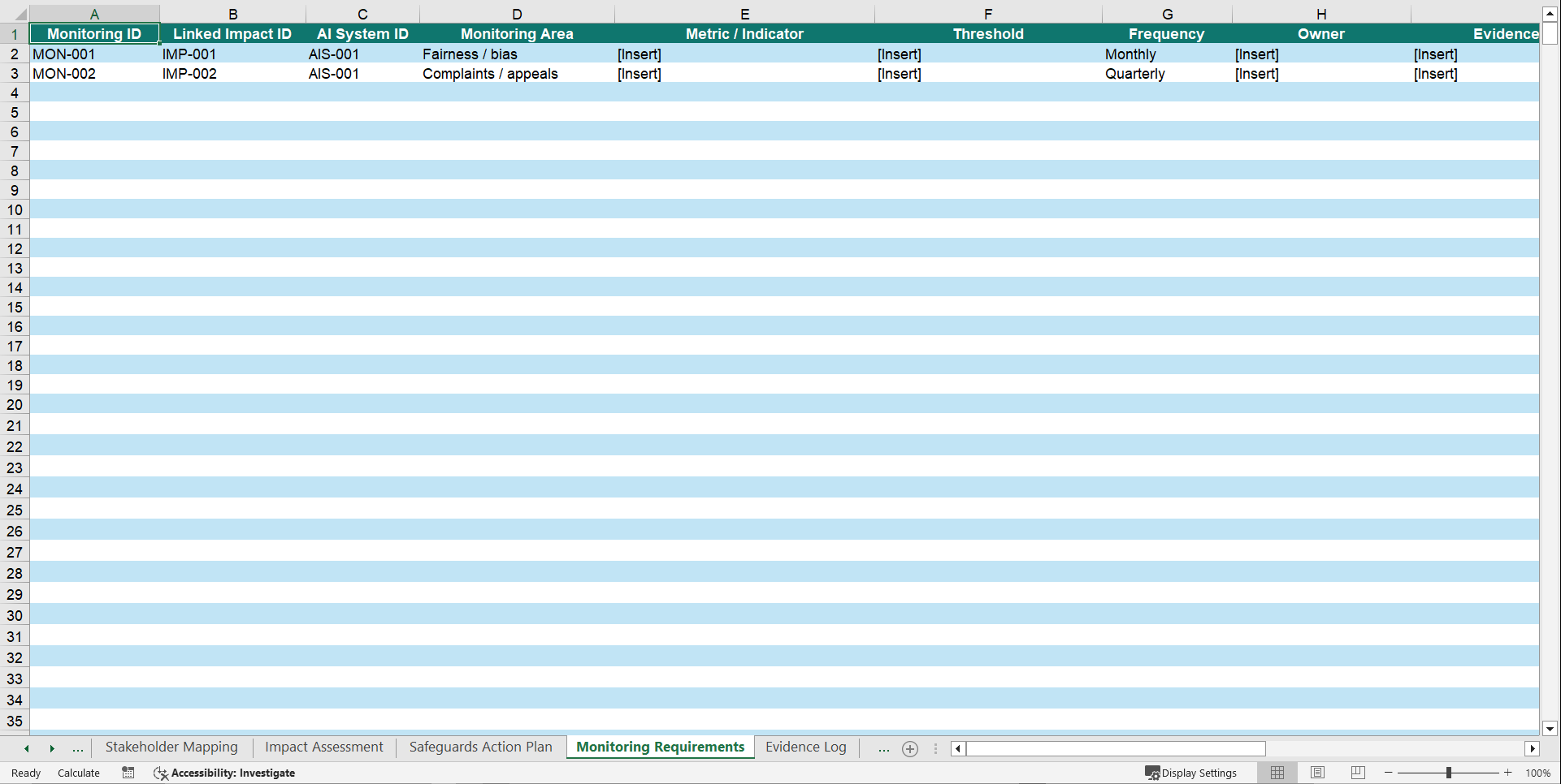 AI System Impact Assessment Workbook (Excel template (XLSX)) Preview Image
