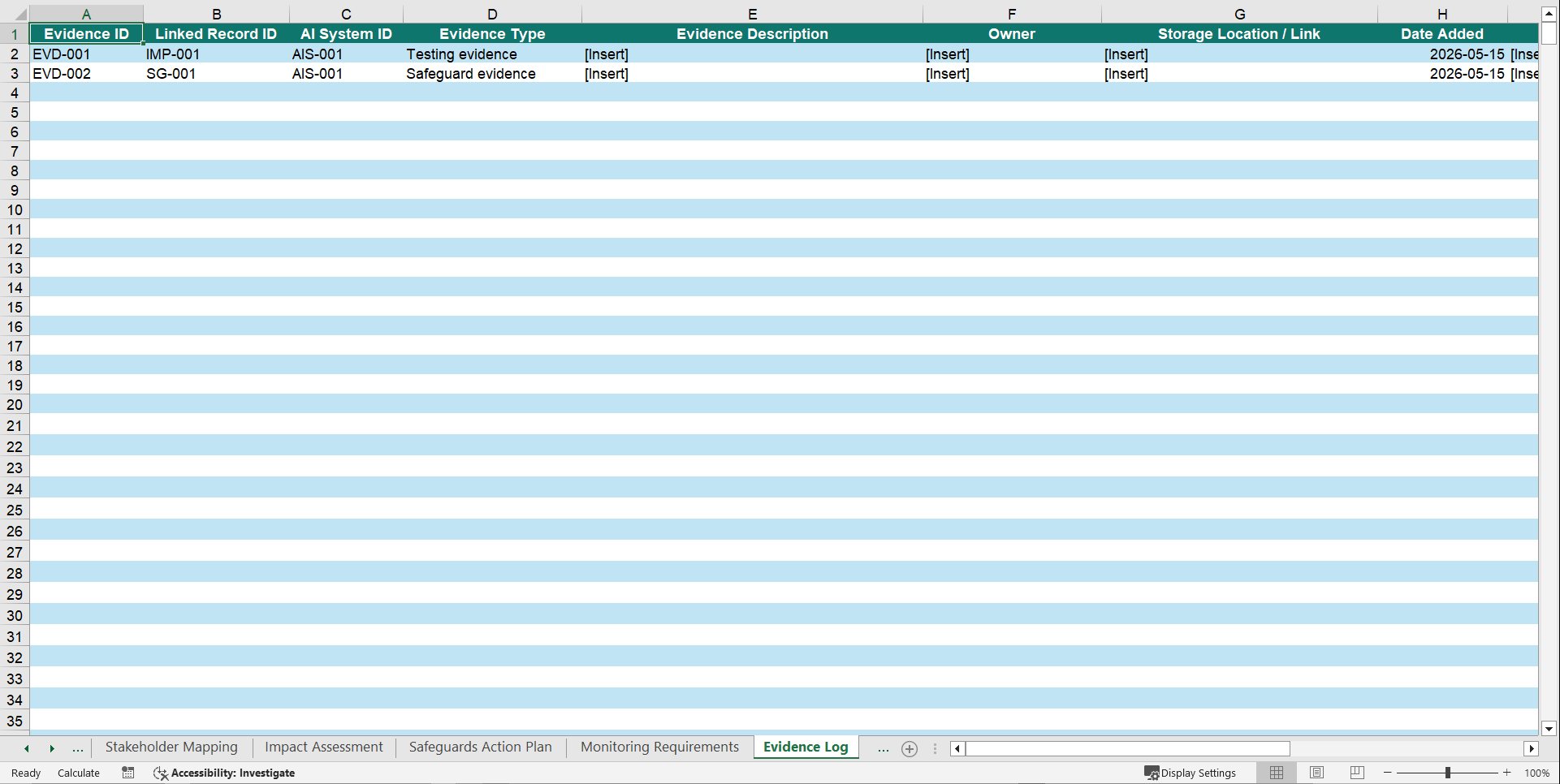 AI System Impact Assessment Workbook (Excel template (XLSX)) Preview Image