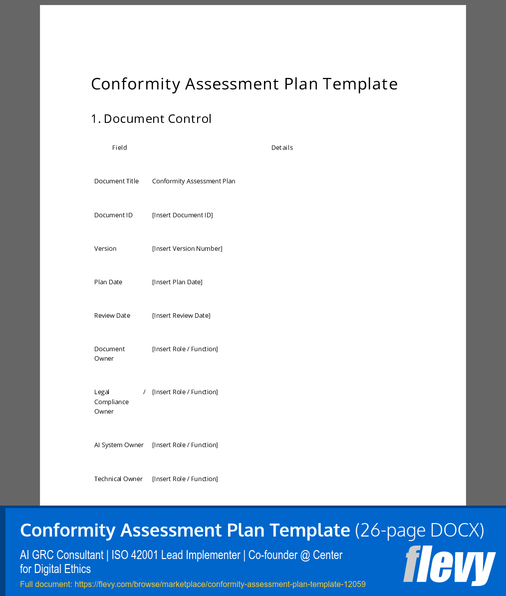 Conformity Assessment Plan Template (26-page Word document) Preview Image