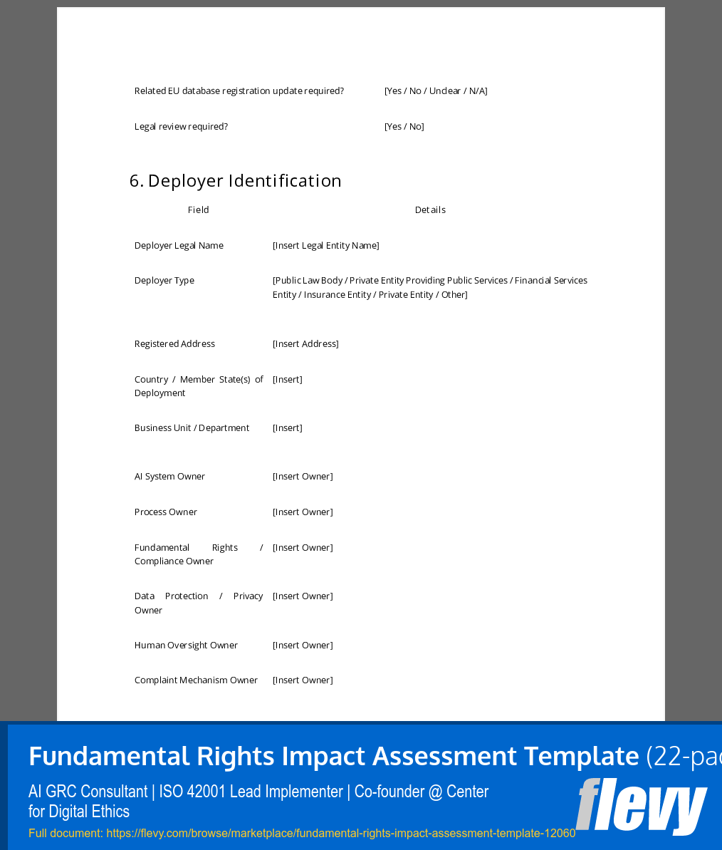 Fundamental Rights Impact Assessment Template (22-page Word document) Preview Image