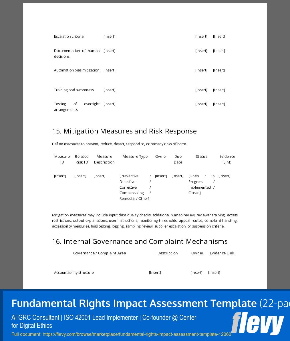 Fundamental Rights Impact Assessment Template (22-page Word document) Preview Image