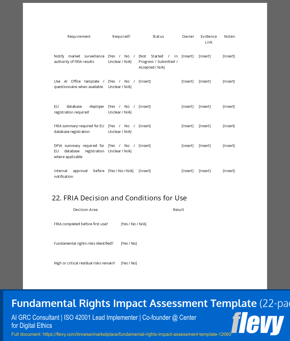 Fundamental Rights Impact Assessment Template (22-page Word document) Preview Image