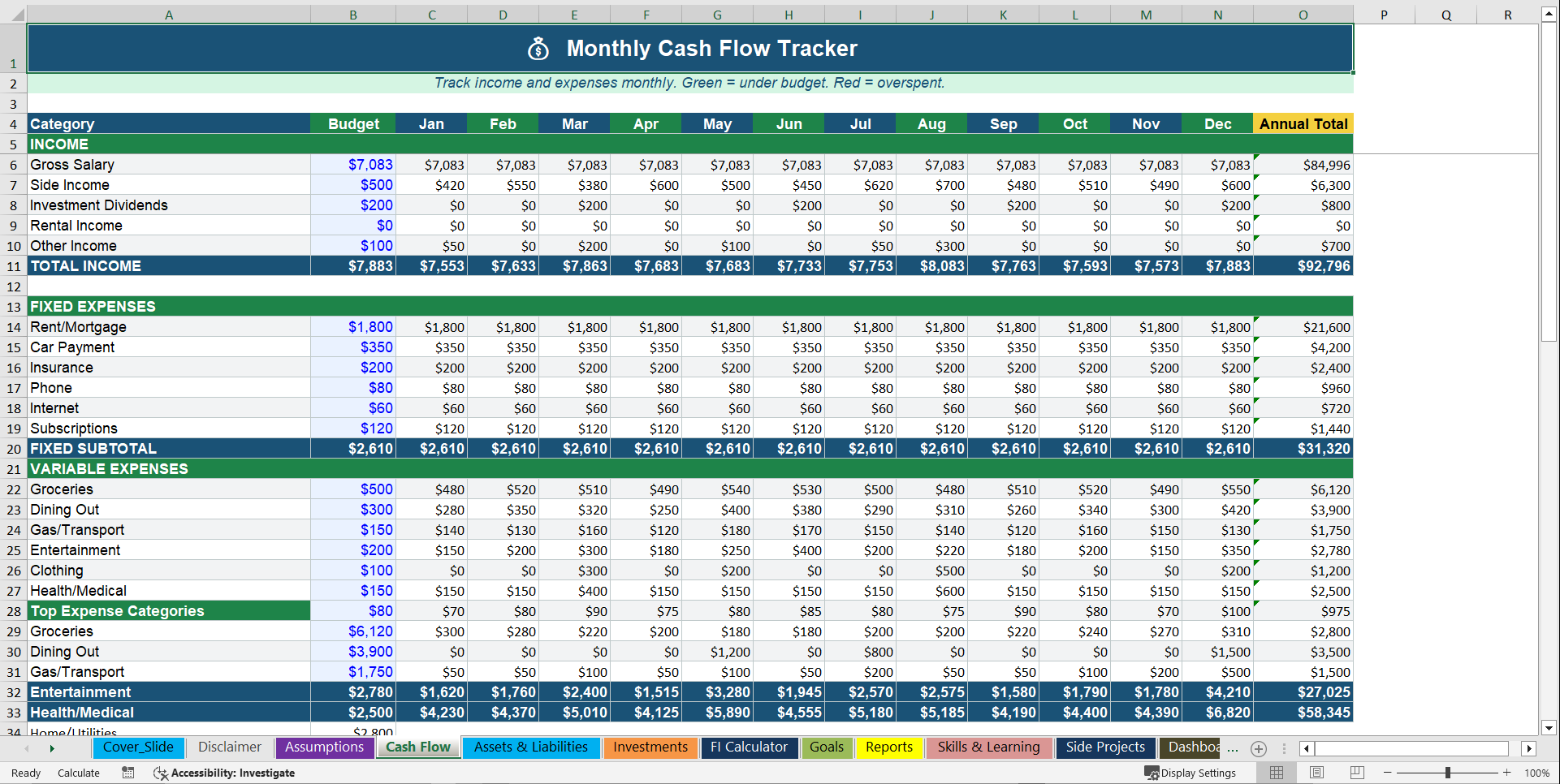 Personal Finance Toolkit (Excel template (XLSX)) Preview Image