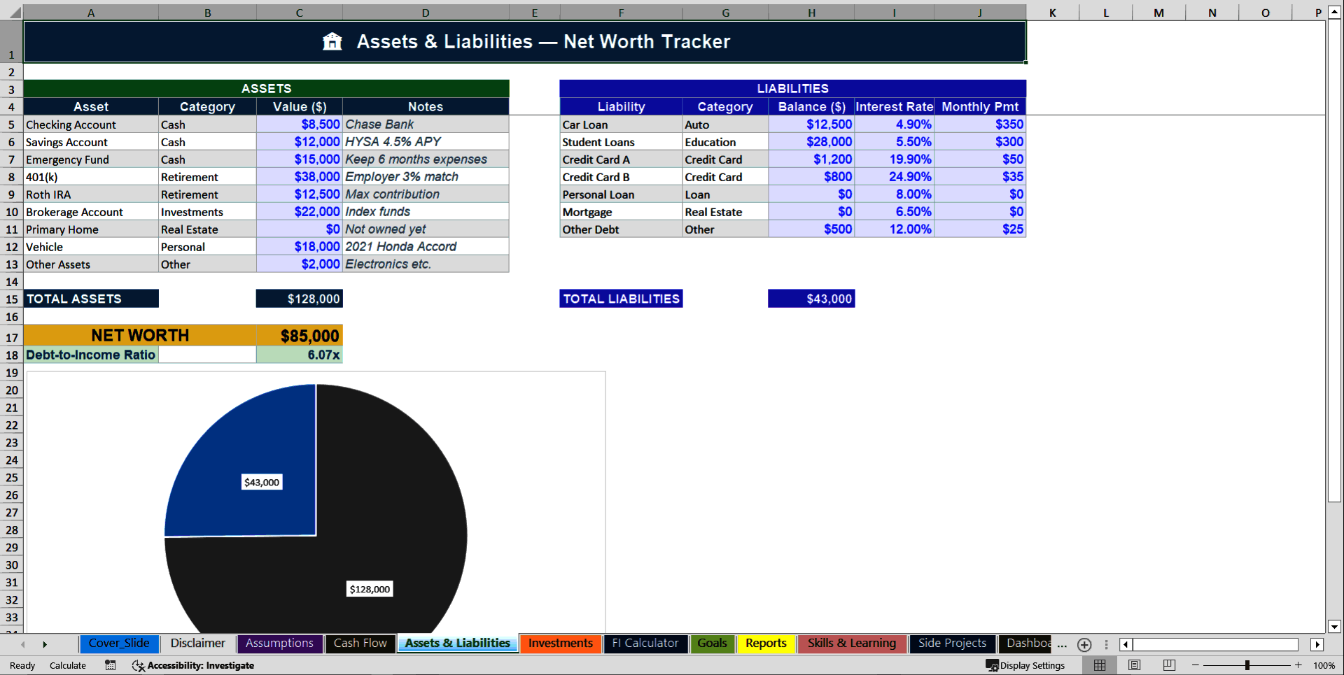 Personal Finance Toolkit (Excel template (XLSX)) Preview Image