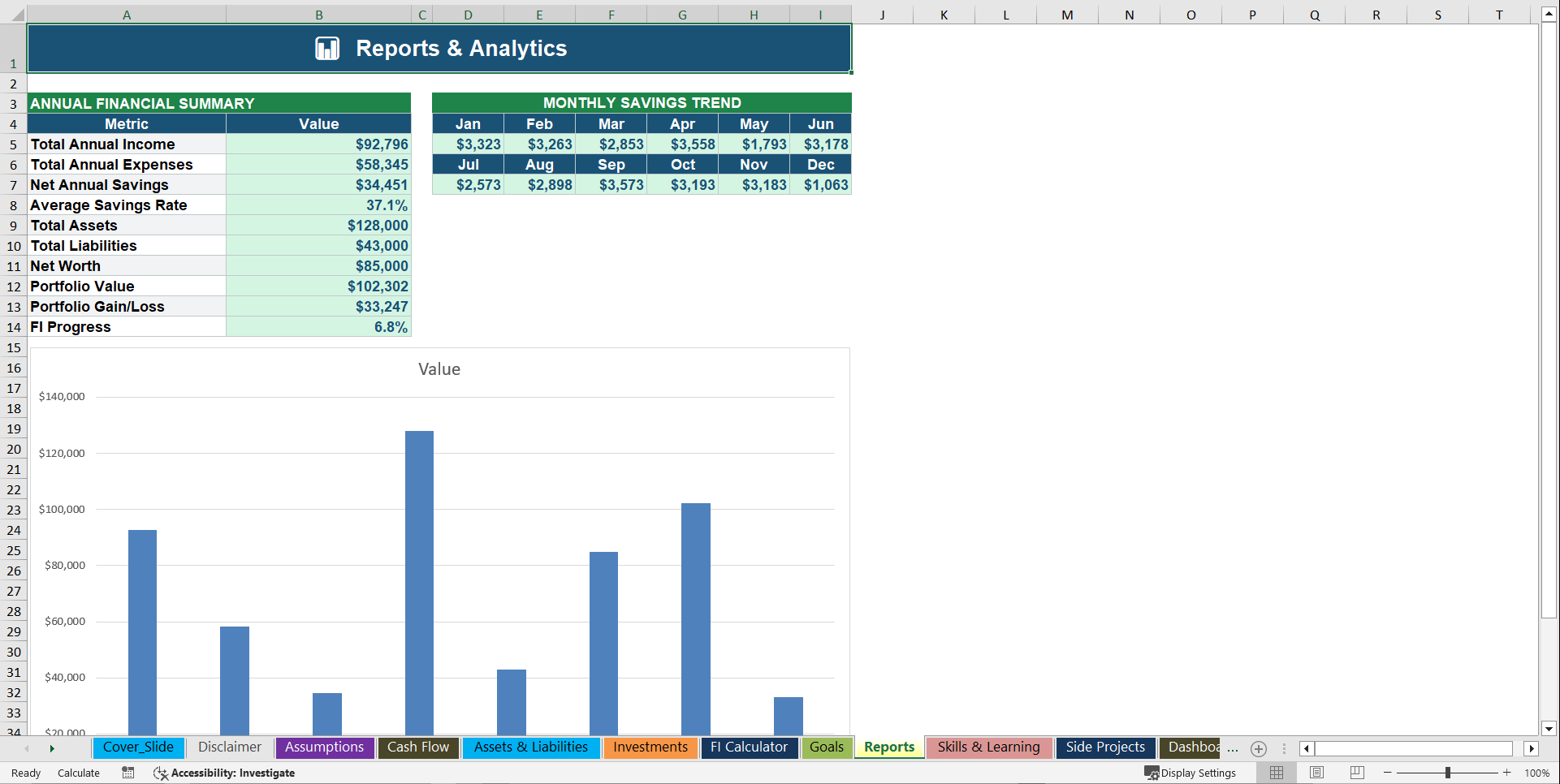 Personal Finance Toolkit (Excel template (XLSX)) Preview Image