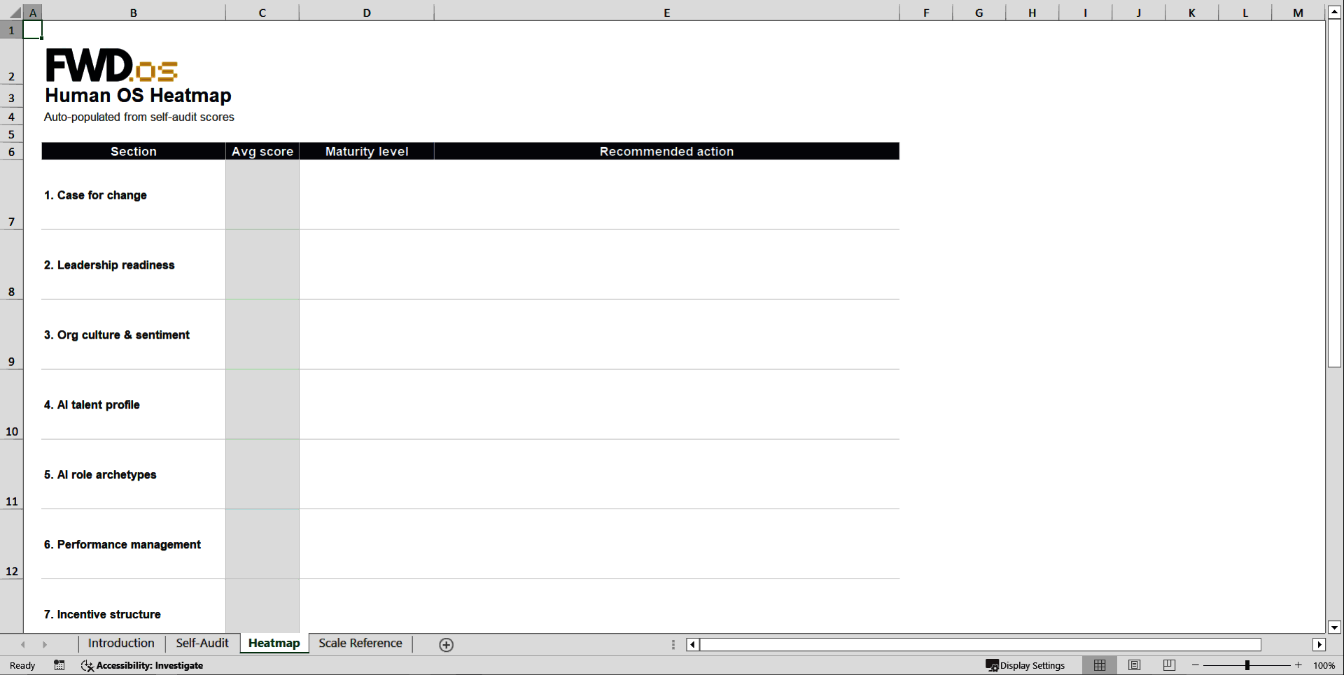 AI Human Operating System Self-Audit (People + AI) (Excel template (XLSX)) Preview Image