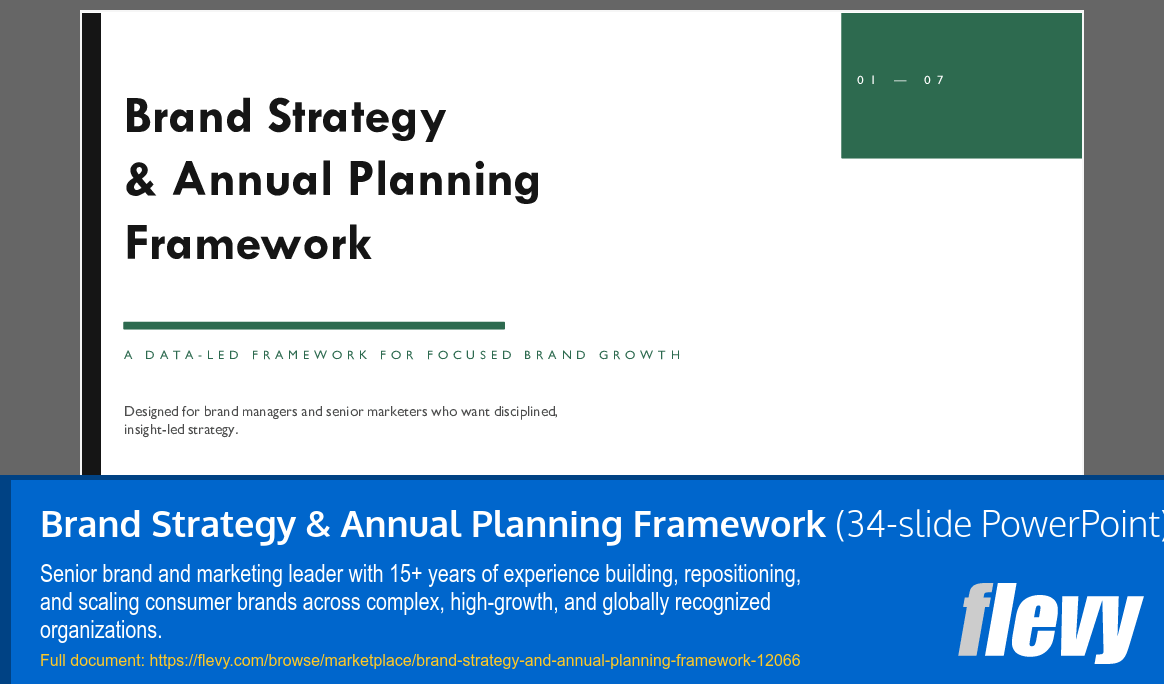 Brand Strategy & Annual Planning Framework (34-slide PPT PowerPoint presentation template (PPTX)) Preview Image