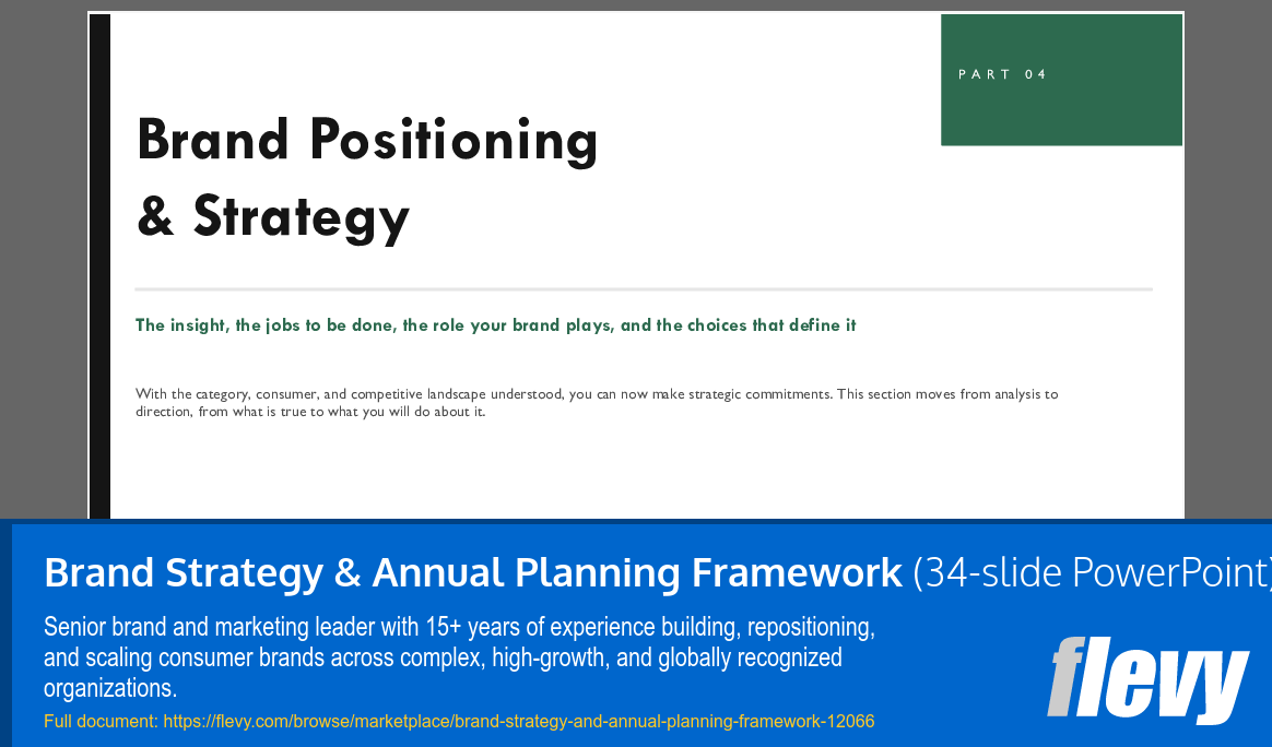 Brand Strategy & Annual Planning Framework (34-slide PPT PowerPoint presentation template (PPTX)) Preview Image