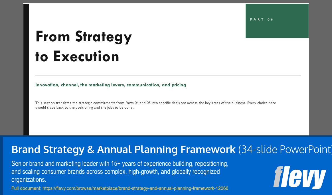 Brand Strategy & Annual Planning Framework (34-slide PPT PowerPoint presentation template (PPTX)) Preview Image