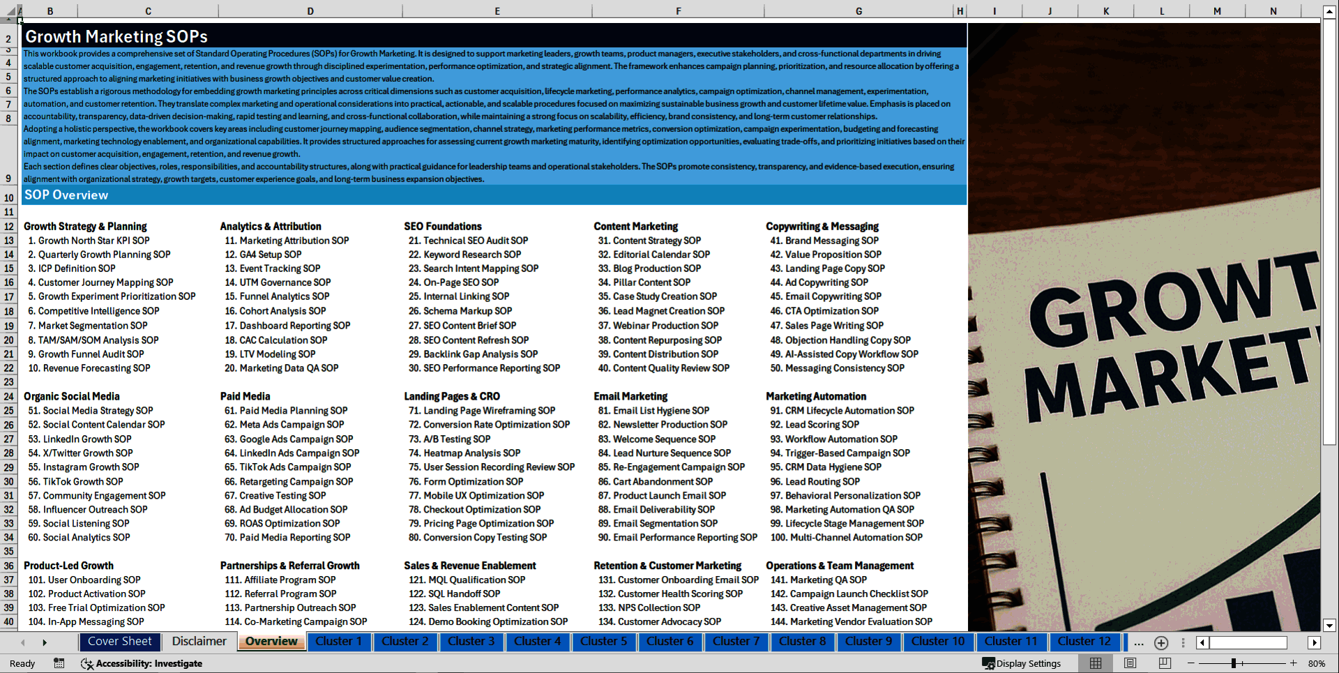 100+ Growth Marketing SOPs (Excel template (XLSX)) Preview Image
