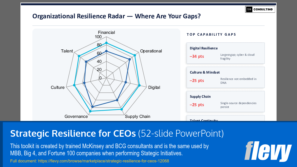 Strategic Resilience for CEOs (52-slide PPT PowerPoint presentation template (PPTX)) Preview Image