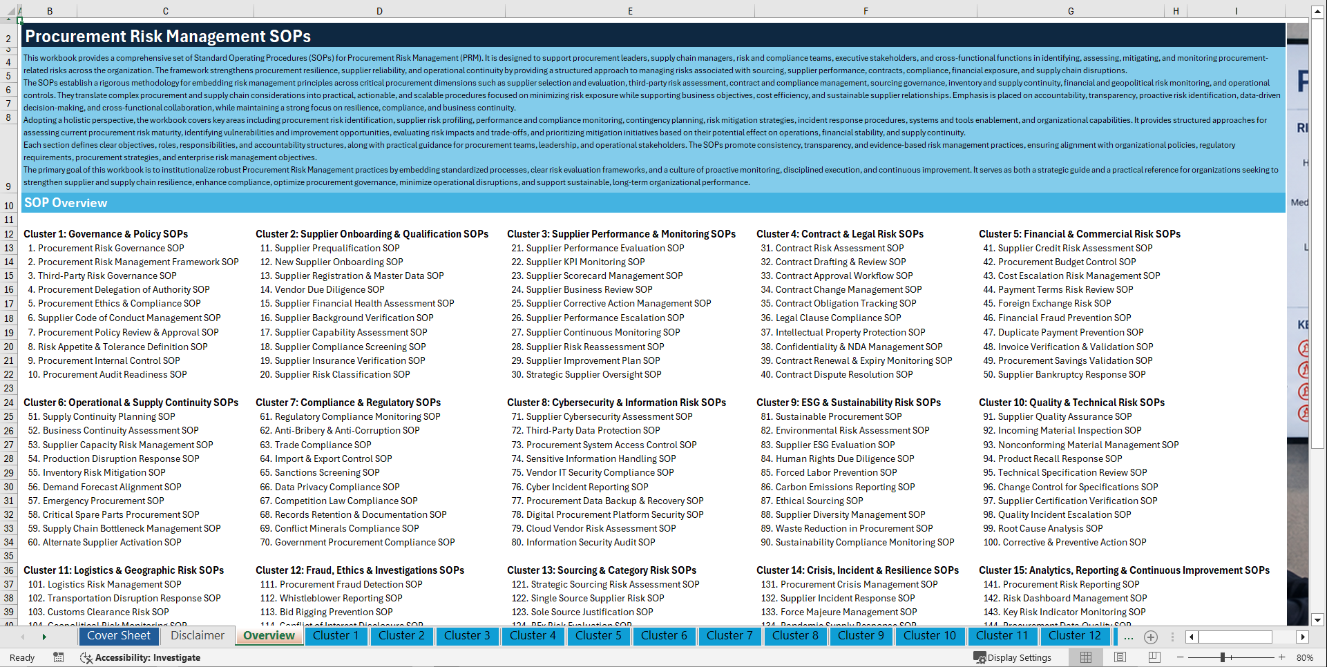 100+ Procurement Risk Management SOPs (Excel template (XLSX)) Preview Image