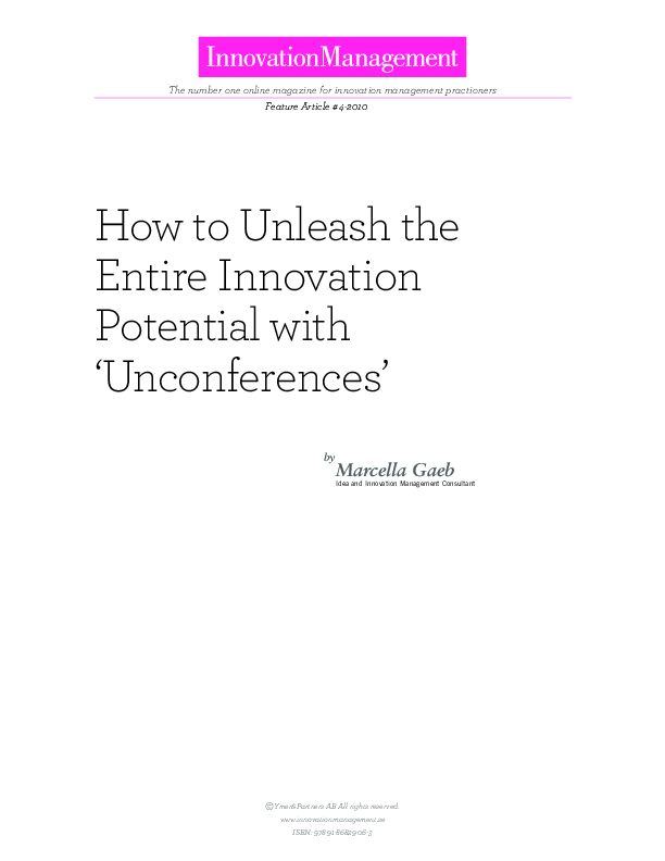 This is a partial preview of How to Unleash the Entire Innovation Potential with "Unconferences" (9-page PDF document). Full document is 9 pages. 