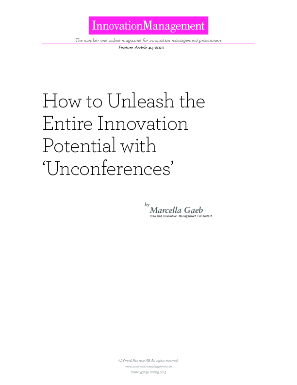 How to Unleash the Entire Innovation Potential with "Unconferences" (9-page PDF document) Preview Image