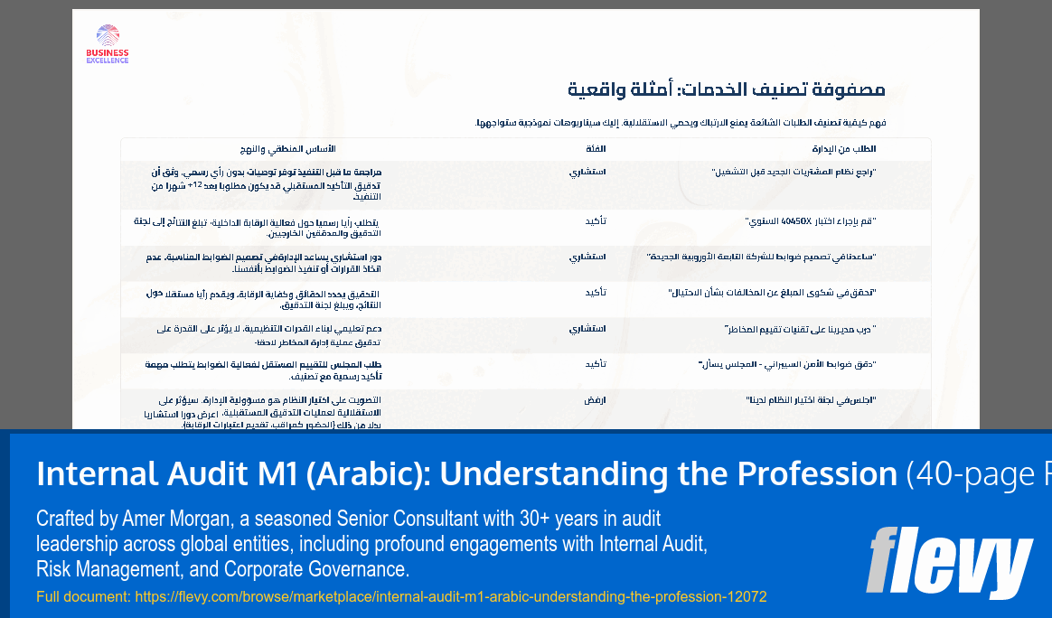 Internal Audit M1 (Arabic): Understanding the Profession (40-page PDF document) Preview Image