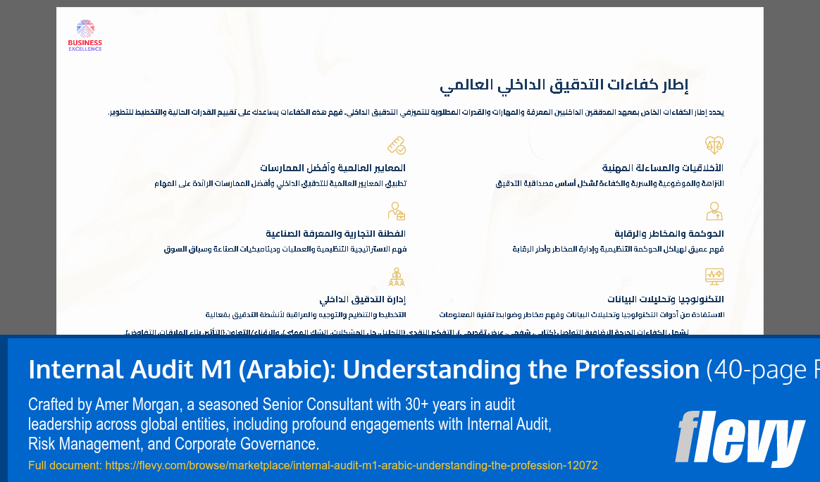 Internal Audit M1 (Arabic): Understanding the Profession (40-page PDF document) Preview Image