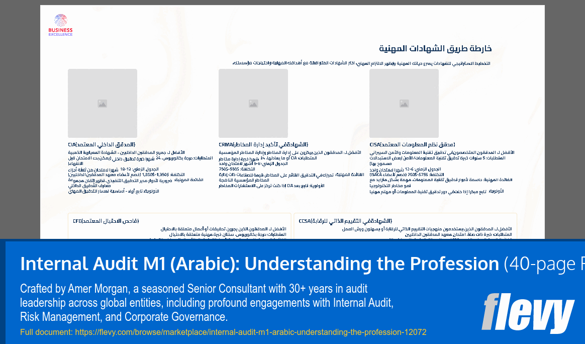 Internal Audit M1 (Arabic): Understanding the Profession (40-page PDF document) Preview Image