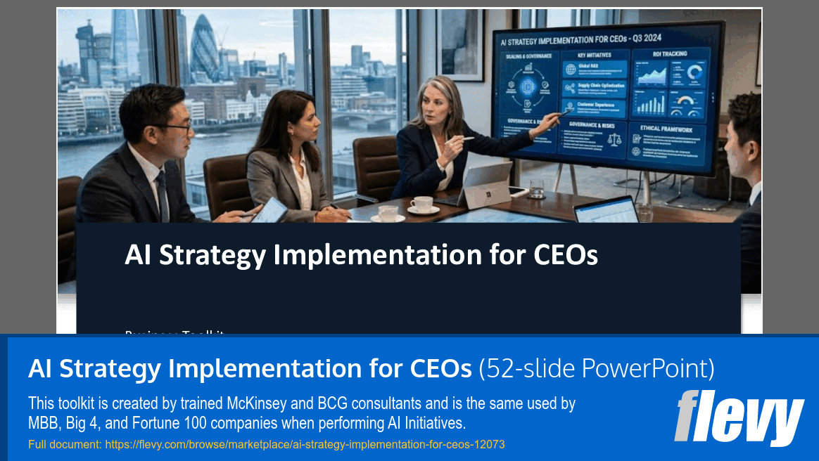AI Strategy Implementation for CEOs (52-slide PPT PowerPoint presentation template (PPTX)) Preview Image