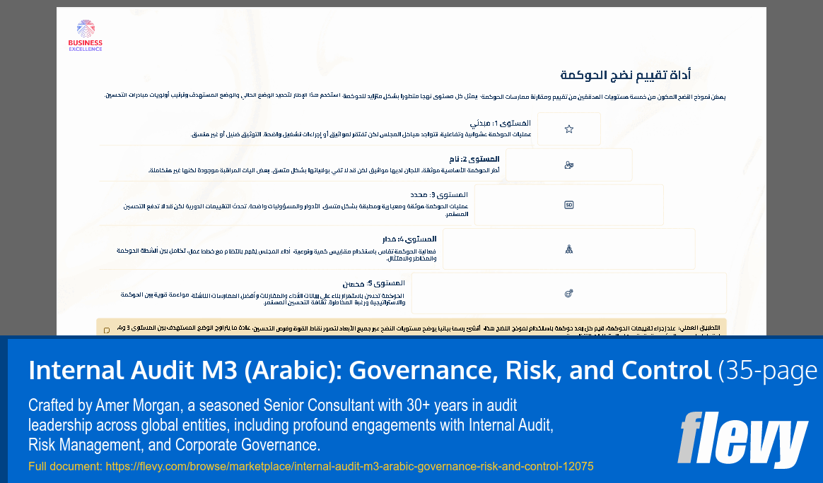 Internal Audit M3 (Arabic): Governance, Risk, and Control (35-page PDF document) Preview Image