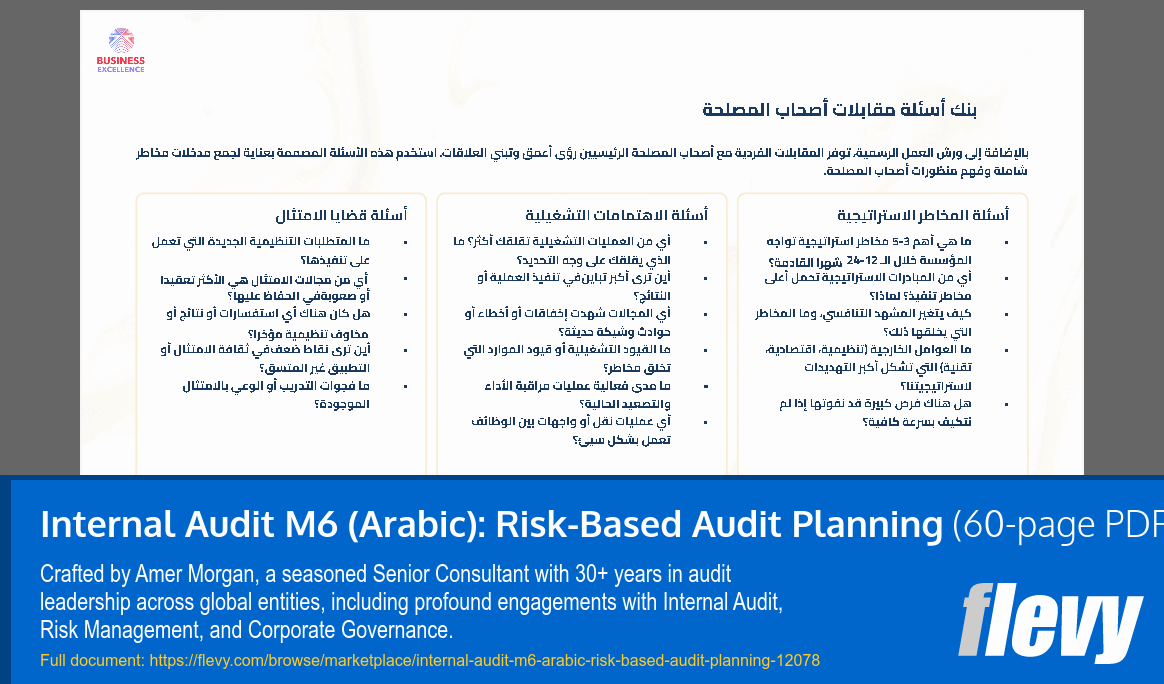 Internal Audit M6 (Arabic): Risk-Based Audit Planning (60-page PDF document) Preview Image