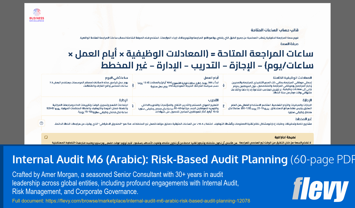 Internal Audit M6 (Arabic): Risk-Based Audit Planning (60-page PDF document) Preview Image