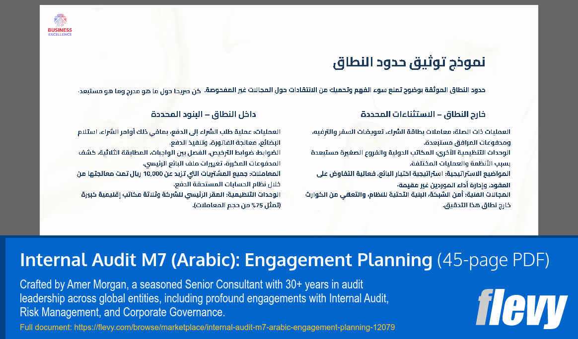 Internal Audit M7 (Arabic): Engagement Planning (45-page PDF document) Preview Image