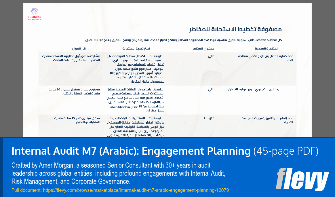 Internal Audit M7 (Arabic): Engagement Planning (45-page PDF document) Preview Image