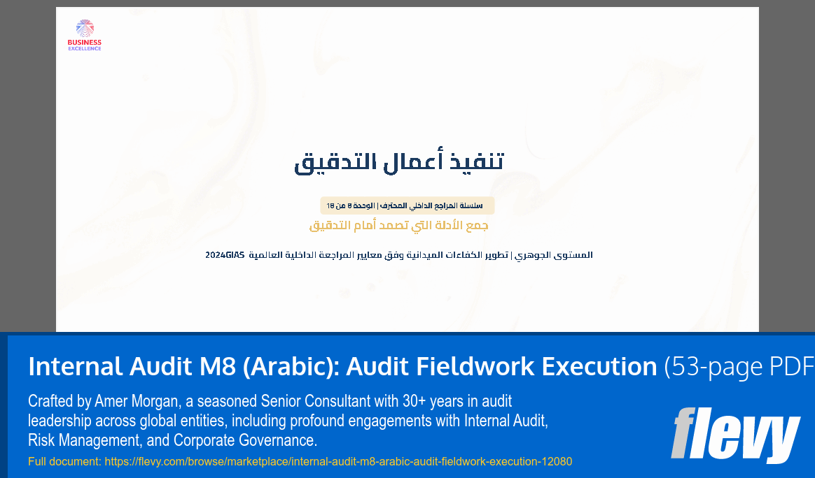 Internal Audit M8 (Arabic): Audit Fieldwork Execution (53-page PDF document) Preview Image