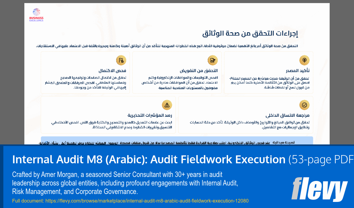 Internal Audit M8 (Arabic): Audit Fieldwork Execution (53-page PDF document) Preview Image