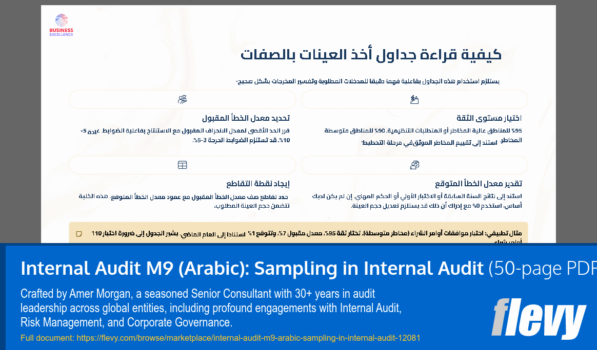Internal Audit M9 (Arabic): Sampling in Internal Audit (50-page PDF document) Preview Image