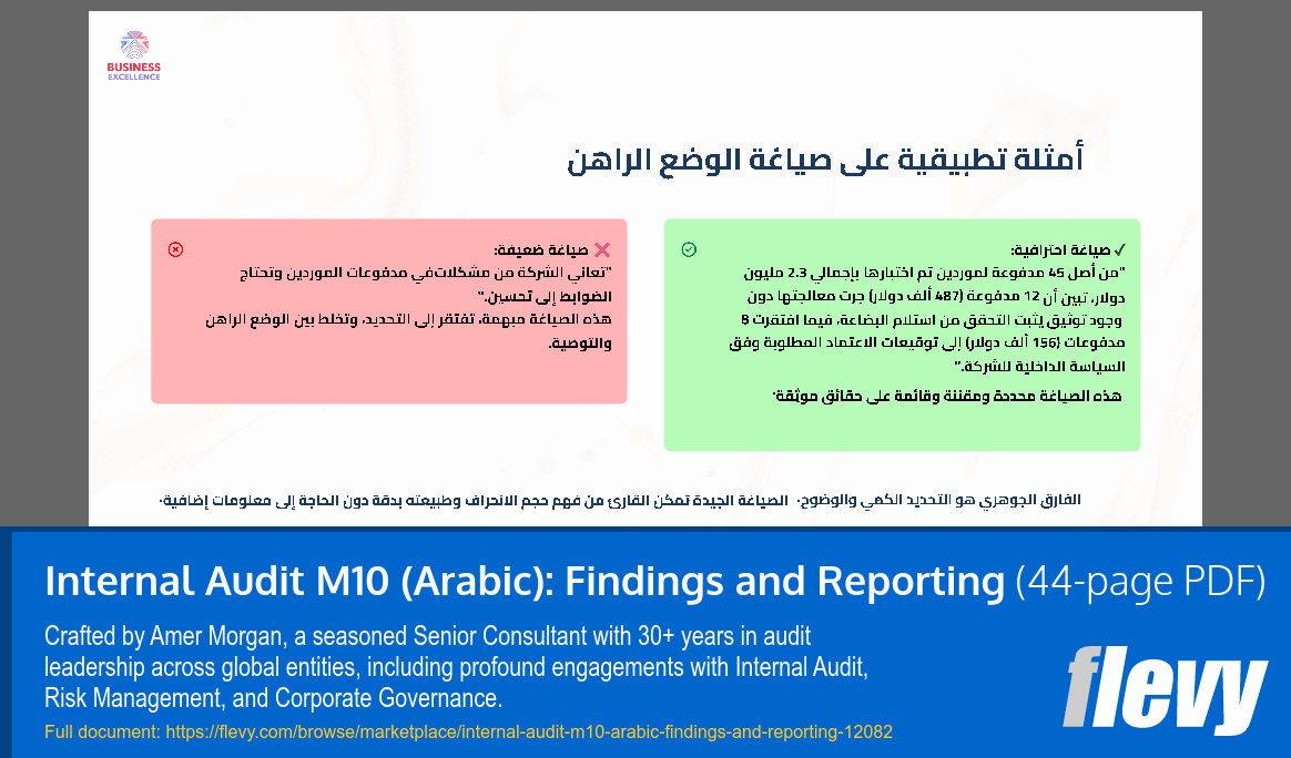 Internal Audit M10 (Arabic): Findings and Reporting (44-page PDF document) Preview Image