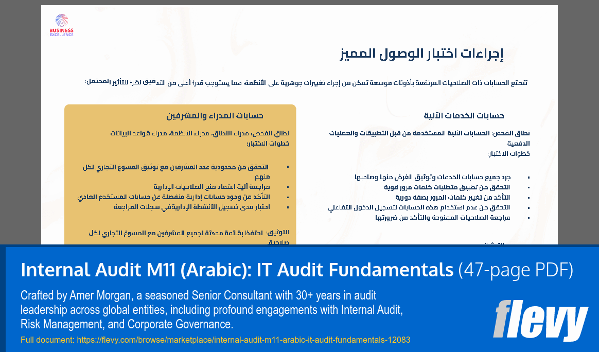 Internal Audit M11 (Arabic): IT Audit Fundamentals (47-page PDF document) Preview Image