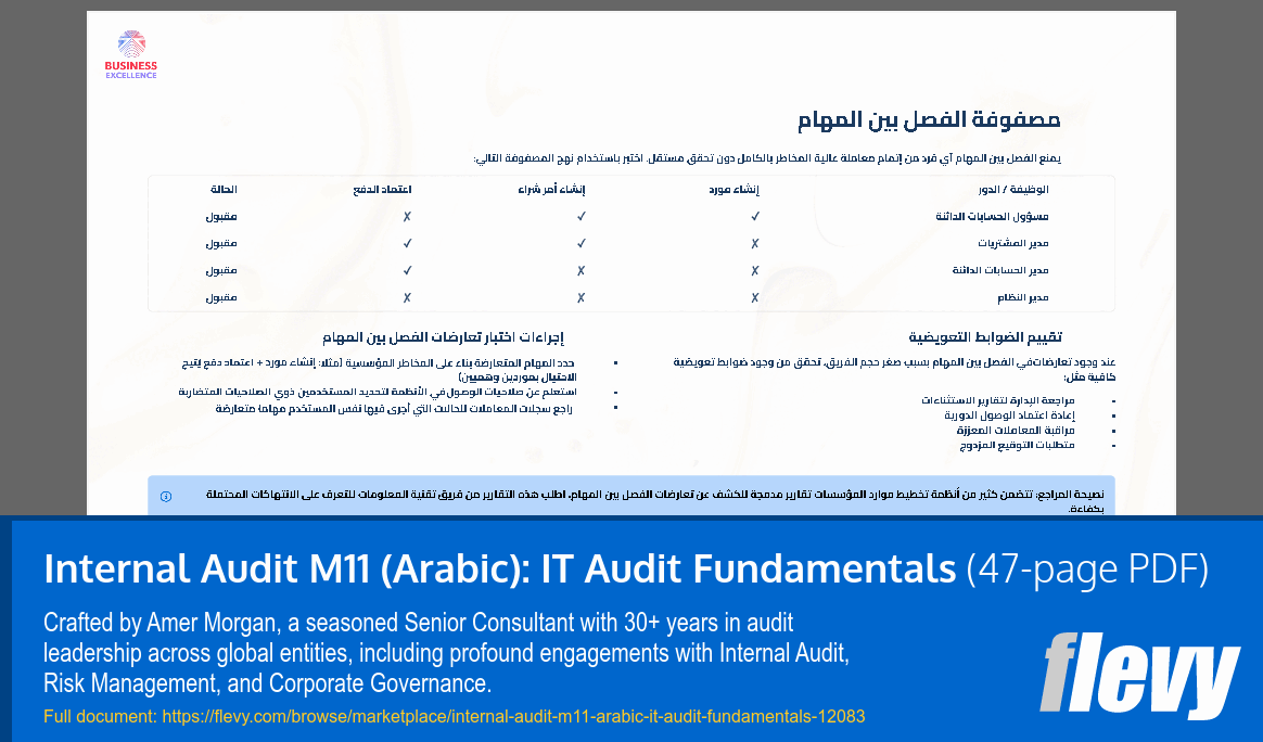 Internal Audit M11 (Arabic): IT Audit Fundamentals (47-page PDF document) Preview Image