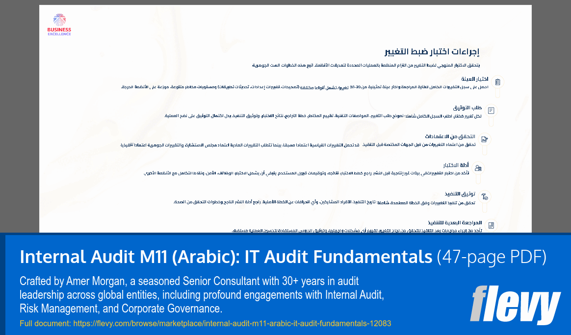 Internal Audit M11 (Arabic): IT Audit Fundamentals (47-page PDF document) Preview Image