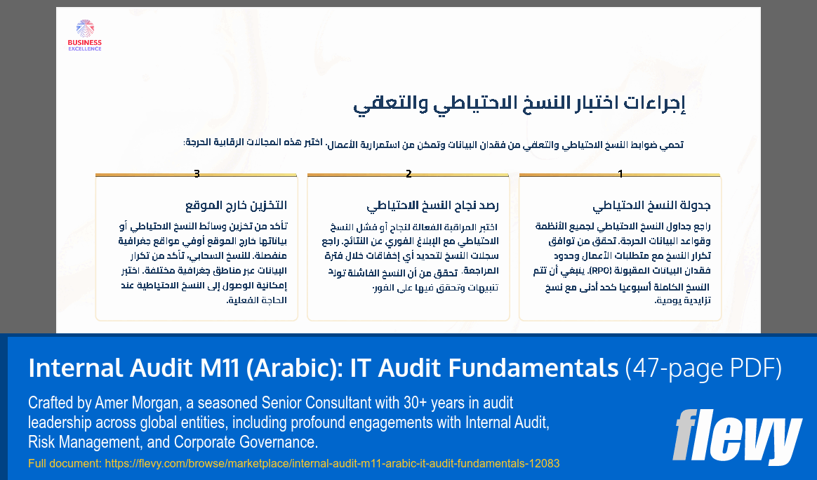 Internal Audit M11 (Arabic): IT Audit Fundamentals (47-page PDF document) Preview Image