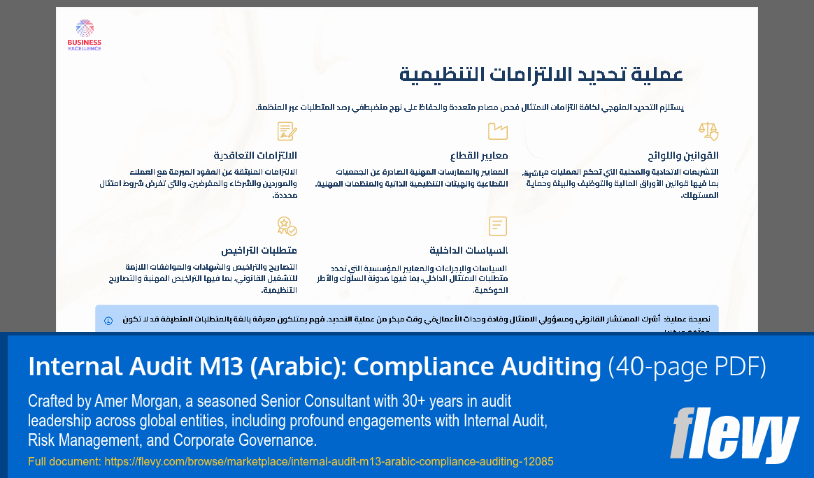 Internal Audit M13 (Arabic): Compliance Auditing (40-page PDF document) Preview Image