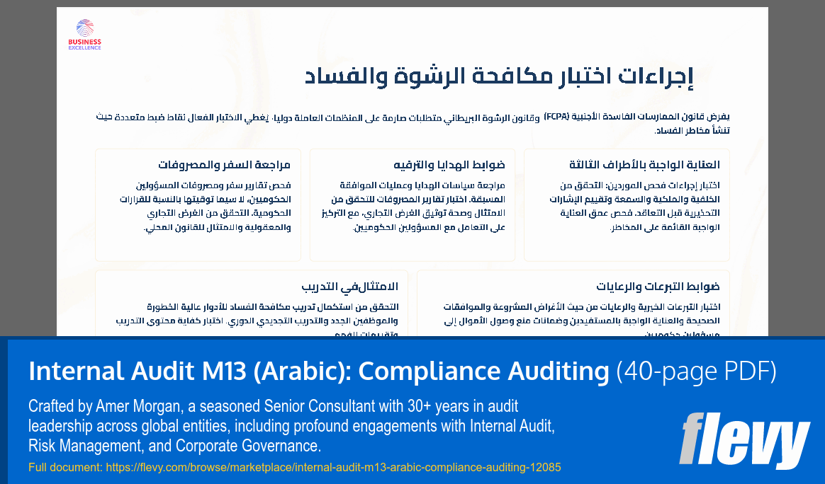 Internal Audit M13 (Arabic): Compliance Auditing (40-page PDF document) Preview Image