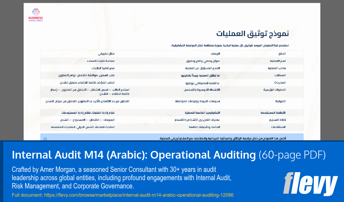 Internal Audit M14 (Arabic): Operational Auditing (60-page PDF document) Preview Image